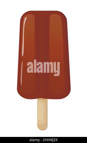 Chocolate ice cream on white background, flat vector illustration Stock Vector