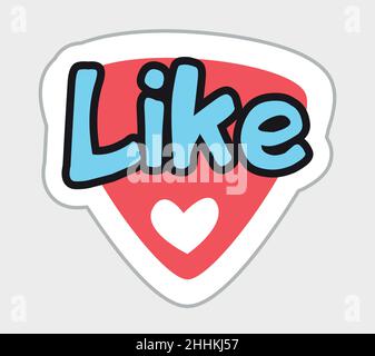 Like sticker in retro style. Vector illustration isolated on white background Stock Vector
