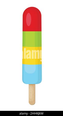 Color ice cream on white background, flat vector illustration Stock Vector