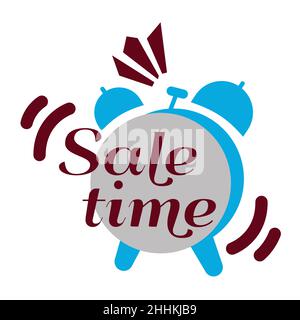 Sale time label, flat vector illustration for graphic and web design Stock Vector