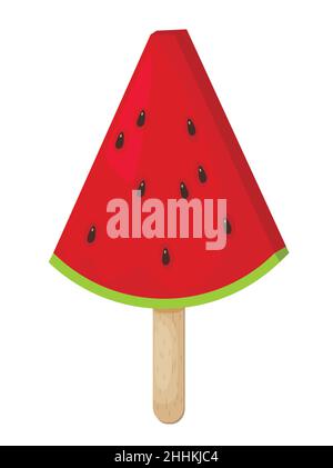 Fruit ice cream on white background, flat vector illustration Stock Vector
