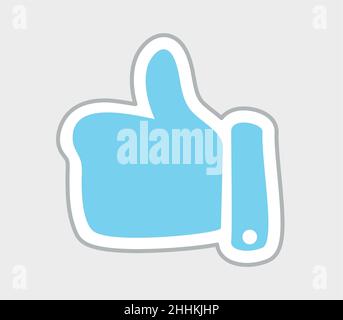 Thumb up sticker in retro style. Vector illustration isolated on white background Stock Vector