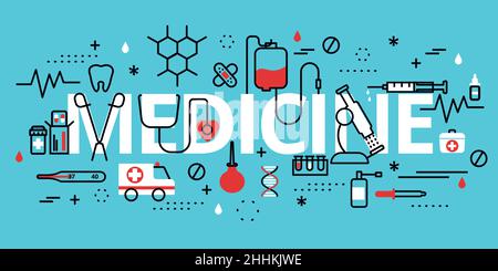 Modern flat editable line design vector illustration, concept of medicine, for graphic and web design Stock Vector