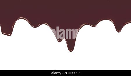 Melted chocolate dripping on white background, realistic vector illustration Stock Vector