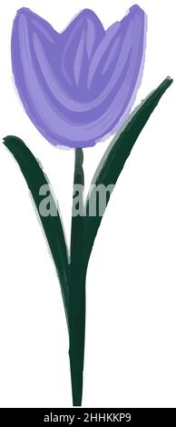 Abstract purple oil painting tulip. Handdrawn vector illustration. Stock Vector