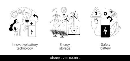 Accumulator battery use abstract concept vector illustrations. Stock Vector