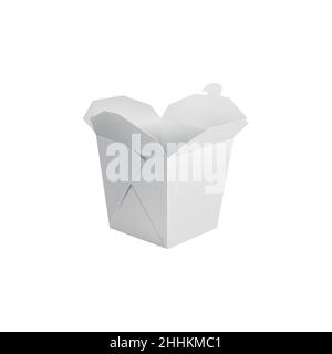 Asian Wok noodles opened paper box package mockup. Japanese fastfood restaurant takeaway meals packaging, Chinese food delivery isolated blank cardboa Stock Vector