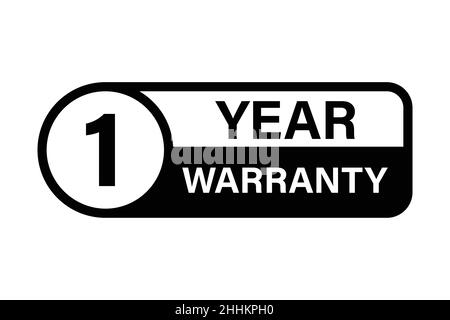 1 year warranty icon. One button label logo sticker. Vector on isolated ...