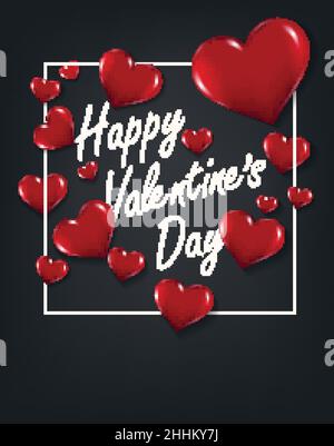 Happy Valentine's Day greeting card. Holiday template. Stock Photo