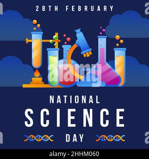 national science day illustration gradient color with tools of laboratory Stock Vector