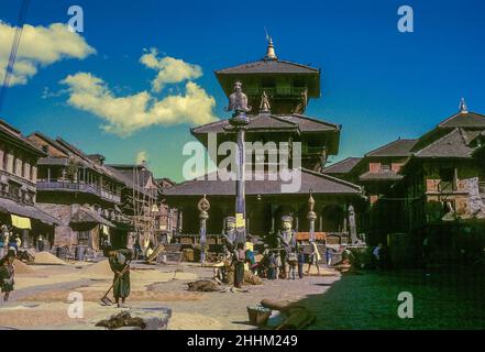 Bhaktapur, an ancient town in the Kathmandu Valley, Nepal in 1974 Stock Photo