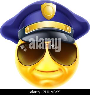 Happy Policeman Emoticon Emoji Face Cartoon Icon Stock Vector