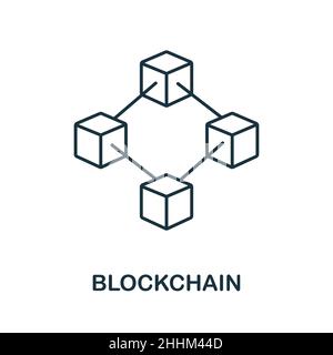 Blockchain icon. Line element from industry 4.0 collection. Linear Blockchain icon sign for web design, infographics and more. Stock Vector