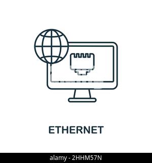 Ethernet icon. Line element from internet technology collection. Linear Ethernet icon sign for web design, infographics and more. Stock Vector
