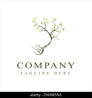 Tree and roots logo design vector, Mangrove tree logo inspiration Stock Vector