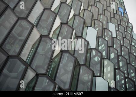 Glass wall of contemporary  building, modern architecture detail Stock Photo