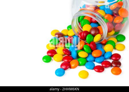 Colorful chocolate buttons on a white background Stock Photo
