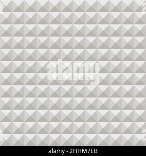 3d triangular pyramids, diamonds seamless pattern vector illustration. Abstract grey origami tiles in ornament, monochrome mosaic texture, creative su Stock Vector