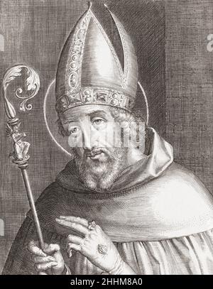 Saint Augustine of Hippo aka Saint Austin, born 354 died 430. Bishop of Hippo Regius. Berber born philosopher and theologian. Stock Photo