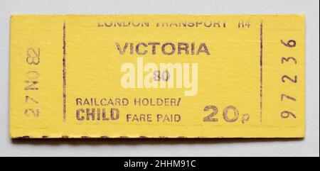 Vintage 1970s London Underground Railway Train Ticket - Victoria Stock Photo