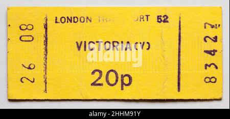 Vintage 1970s London Underground Railway Train Ticket -Victoria Stock Photo