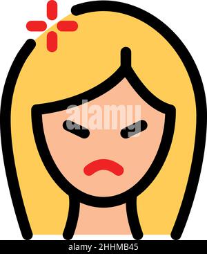 Angry women person flat icon isolated on white background. Vector color illustration in trendy style. Stock Vector
