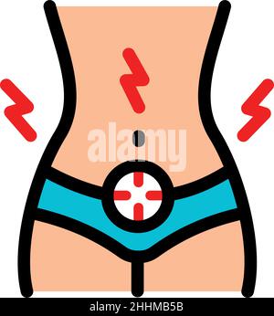 Menstrual cramps color icon. Simple style sign for mobile concept and web design. Woman belly pain flat vector icon. Symbol, logo illustration isolate Stock Vector