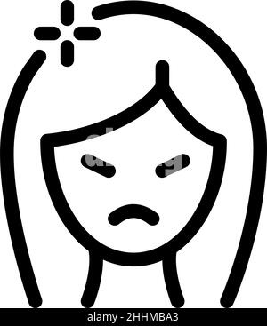 Angry women person outline icon isolated on white background. Vector illustration in trendy style. Stock Vector