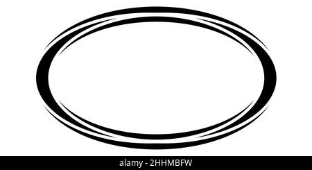 Oval round frame banner, border vector freehand drawing, round markers Stock Vector