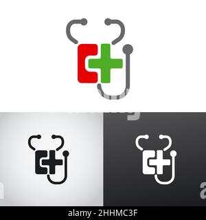 logo for phone calling to medicine help service for helping online Stock Vector