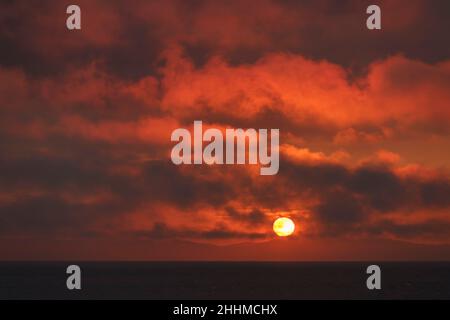 Mid summer sunset over the Solway and Irish Sea, from Silloth in Cumbria, UK Stock Photo