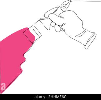 Human hand holds paint brushes with paint Stock Vector