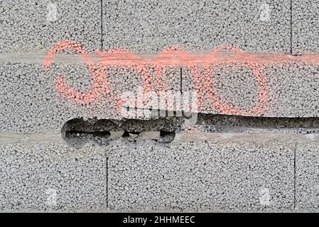 Wiring. Sockets and wires in cement wall - room repair, building - interior design Stock Photo