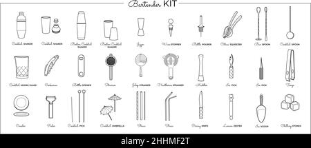 Vector bartender equipment set Stock Vector