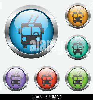 trolleybus glass buttons Stock Vector