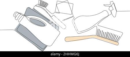 cleaning set for bathroom. Minimal concept Stock Vector