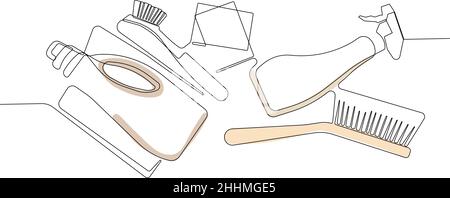 cleaning set for bathroom. Minimal concept Stock Vector