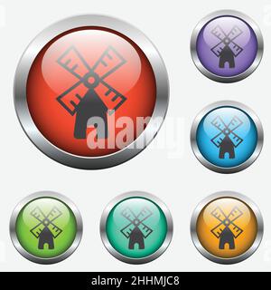 mill glass buttons Stock Vector