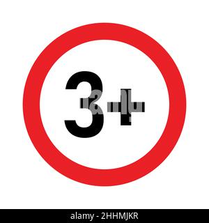 3 plus icon vector under three years prohibition sign, adults only for ...