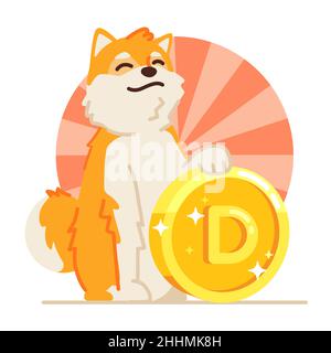 Hand drawn dogecoin illustration Vector illustration. Stock Vector