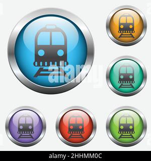 train glass buttons Stock Vector