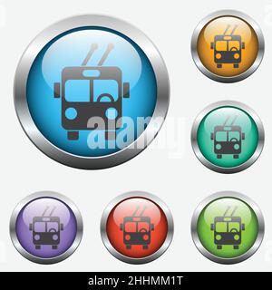 trolleybus glass buttons Stock Vector