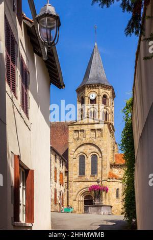 The town of Menat in Pays de Combrailles in the  Puy-de-Dome department of the Auvergne region of France Stock Photo