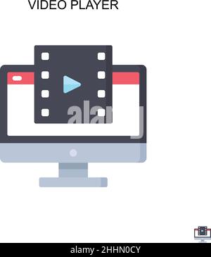 Video player Simple vector icon.Perfect color modern pictogram on editable stroke. Video player icons for your business project Stock Vector
