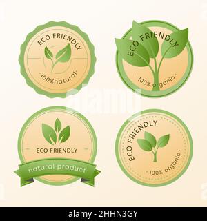 Gradient eco friendly labels Vector illustration Stock Vector Image ...