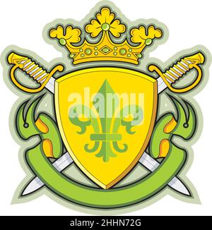 Shield, Ribbons, Crown ,Heraldry fleur-de-lys Stock Vector