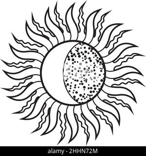 Solar Eclipse black whit? silhouettes Stock Vector
