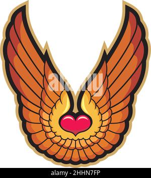 Heart and wings love symbol Stock Vector