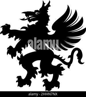 Griffin tattoo black white silhouette Stock Vector