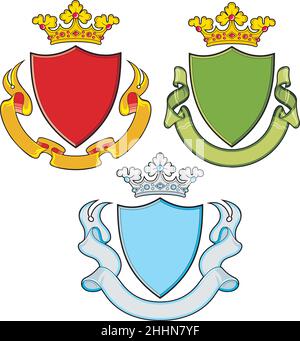 Heraldic Shield, Ribbons, Crown Stock Vector